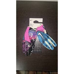 Nike Youth Vapor Jet 7.0 Football Gloves Black-Blue Lightning-White Size MEDIUM